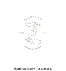 two hands with moonlight magic, vector design