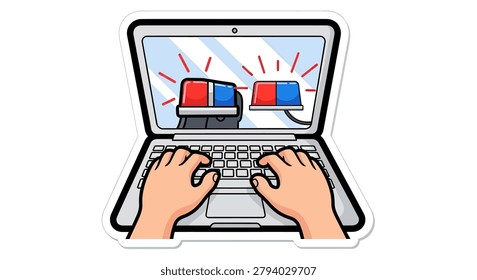 Two hands on a laptop keyboard