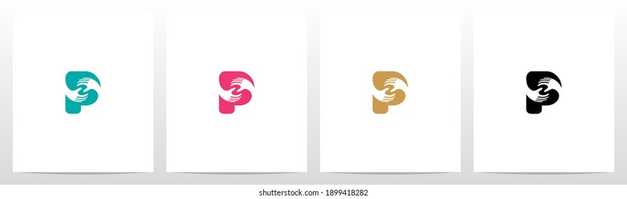 Two Hands On Letter Logo Design P