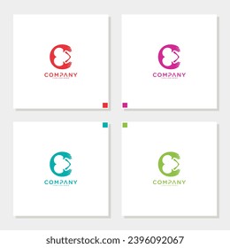 Diseño de logotipo de dos manos en letra editable C