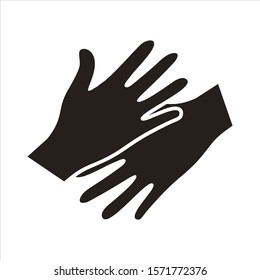 two hands on white background. Silhouette of hands. Flat design.
