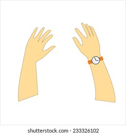 two hands on a white background. Vector illustration