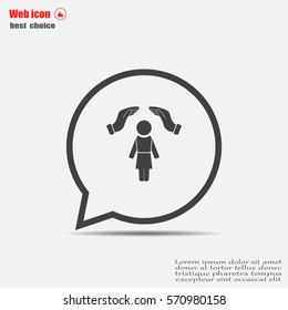 two hands over the woman to protect. vector illustration.