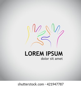 two hands palms colored logo. Vector