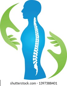 Two hands, person and spine logo