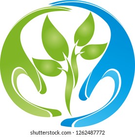 Two hands and plant logo