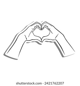 Two Hands Pose make a Symbolic Gesture Heart Shape. Vector illustration element. 