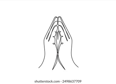 Two Hands Pressed Together in Prayer Position. Action for Prayer, Gratitude, Greeting and Thankful Isolated on White Background