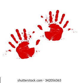 Two hands print in blood vector