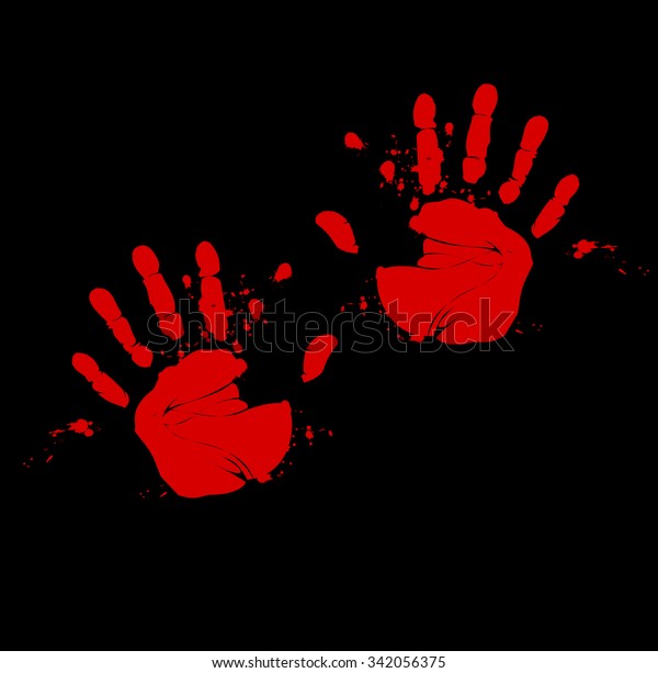 Two Hands Print Blood Vector Stock Vector (Royalty Free) 342056375