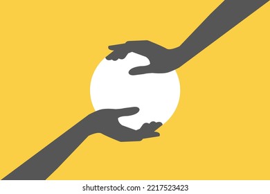Two of hands protect object. saving, business, and management.