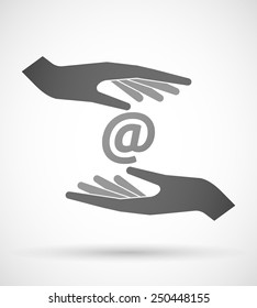 Two hands protecting or giving an "at" sign