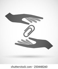 Two hands protecting or giving a clip