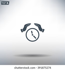 Two hands protecting or giving a clock