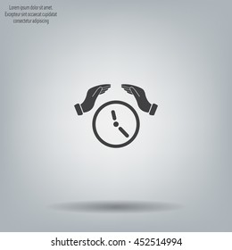 Two hands protecting or giving a clock