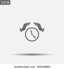 Two hands protecting or giving a clock