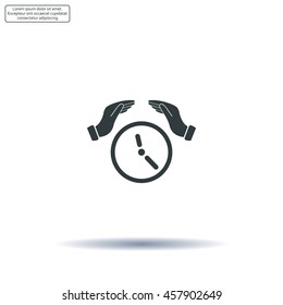 Two hands protecting or giving a clock