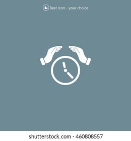 Two hands protecting or giving a clock