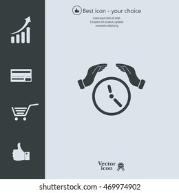 Two hands protecting or giving a clock