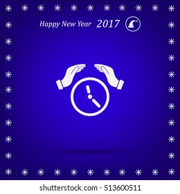 Two hands protecting or giving a clock