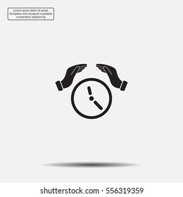 Two hands protecting or giving a clock