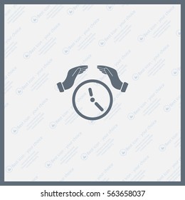 Two hands protecting or giving a clock