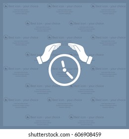 Two hands protecting or giving a clock