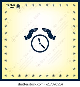 Two hands protecting or giving a clock