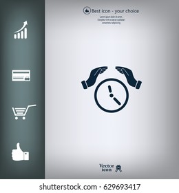 Two hands protecting or giving a clock