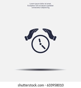 Two hands protecting or giving a clock