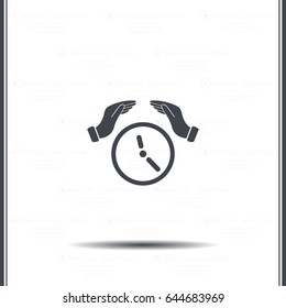 Two hands protecting or giving a clock