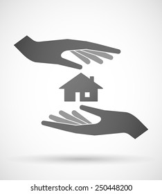 Two hands protecting or giving a house