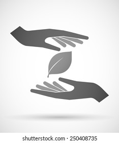 Two hands protecting or giving a leaf