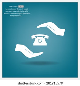 Two hands protecting or giving a phone