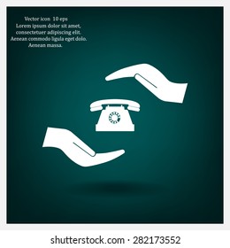 Two hands protecting or giving a phone