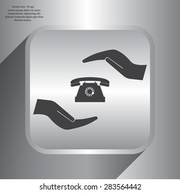 Two hands protecting or giving a phone