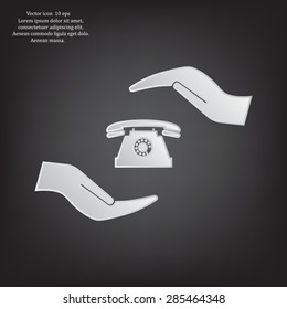 Two hands protecting or giving a phone