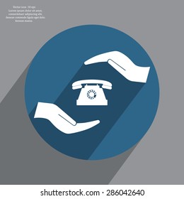 Two hands protecting or giving a phone