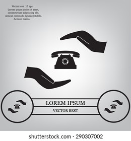 Two hands protecting or giving a phone