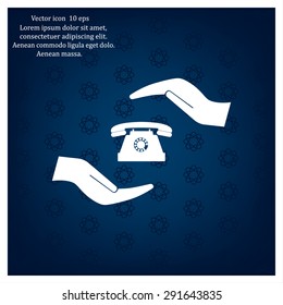 Two hands protecting or giving a phone