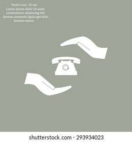 Two hands protecting or giving a phone