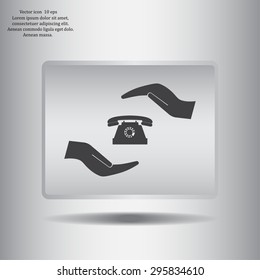 Two hands protecting or giving a phone