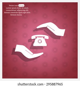 Two hands protecting or giving a phone