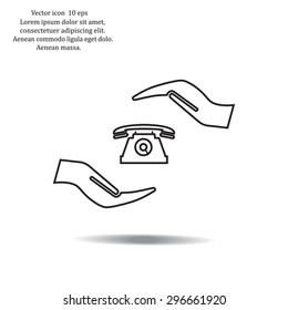 Two hands protecting or giving a phone