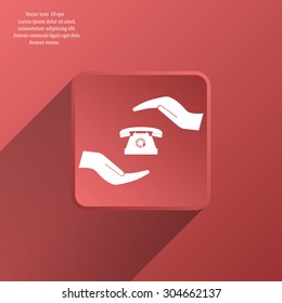 Two hands protecting or giving a phone