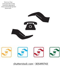 Two hands protecting or giving a phone
