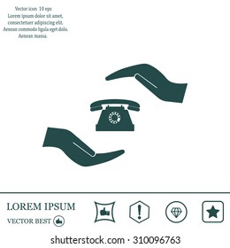 Two hands protecting or giving a phone