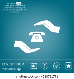 Two hands protecting or giving a phone