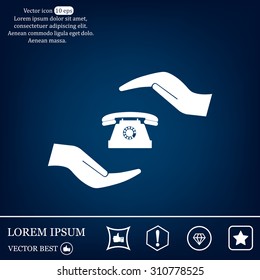 Two hands protecting or giving a phone