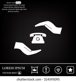 Two hands protecting or giving a phone